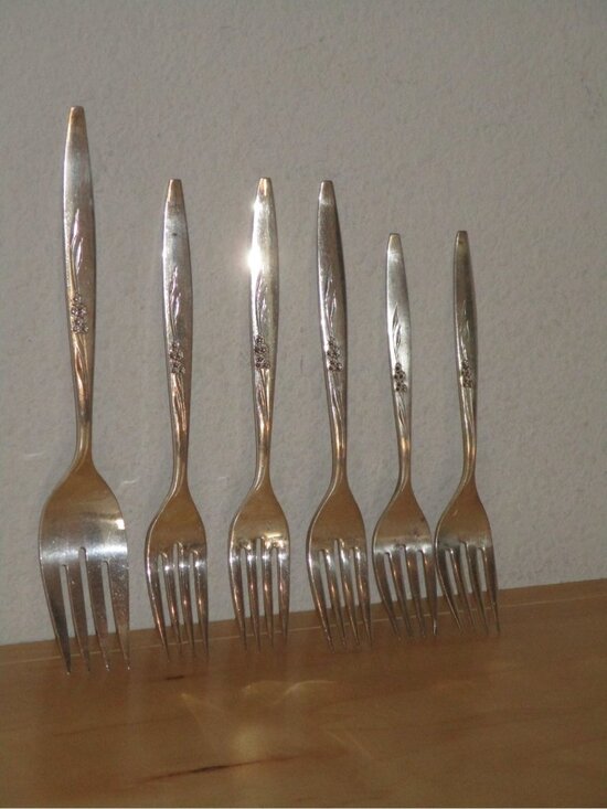 ONEIDA Other - Oneida Silverplate Set of 6 Assorted Forks Pattern Gentle Rose Good Pre Owned